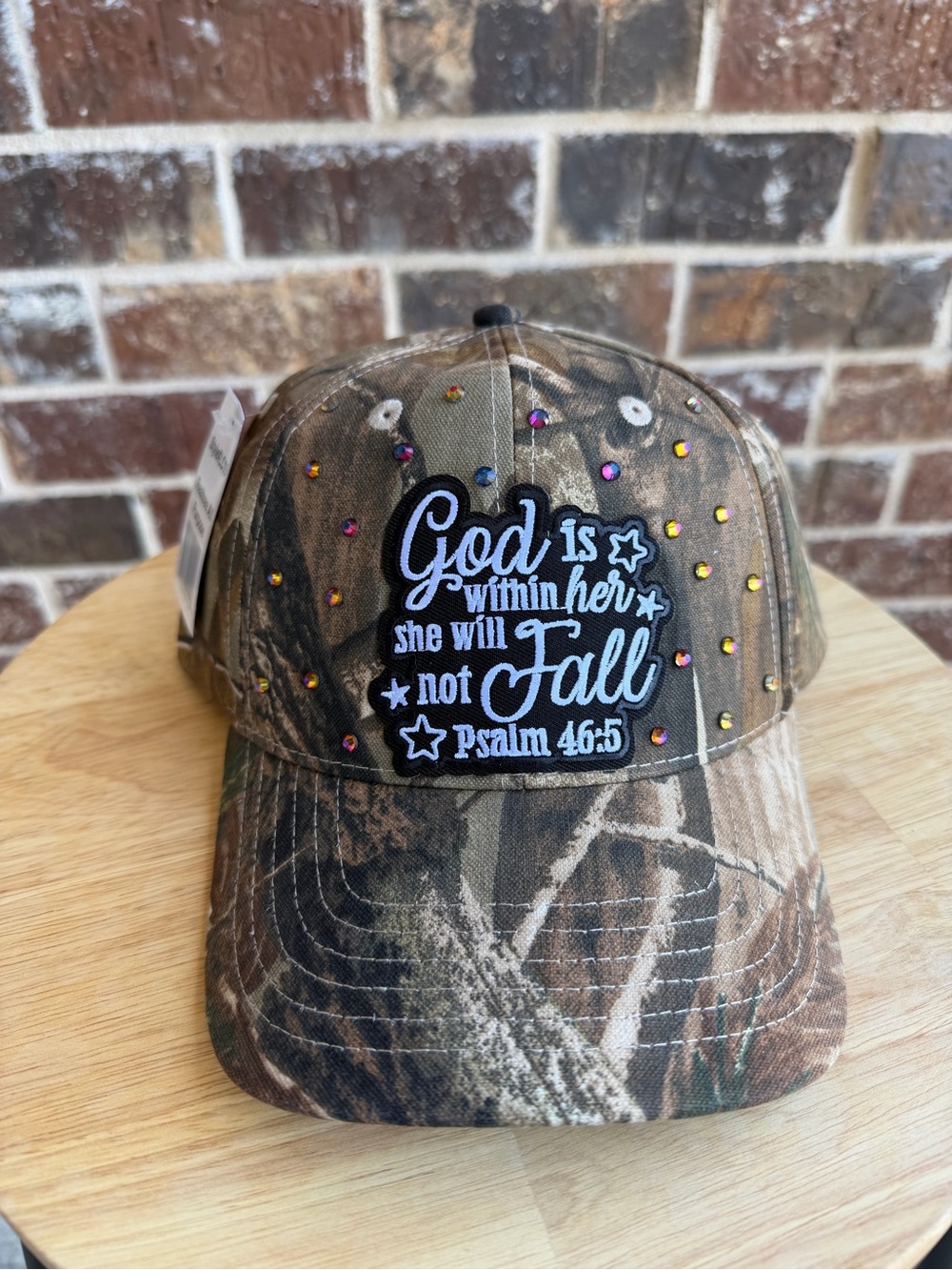 Camo Baseball Cap with Psalm 46:5 Embroidered Message